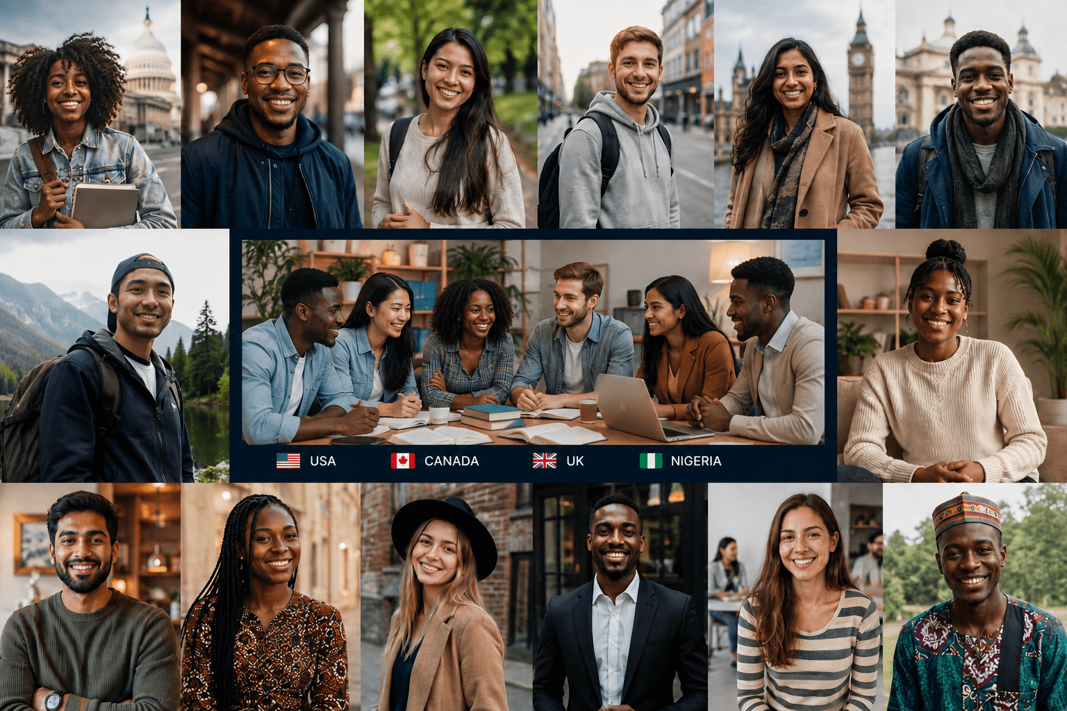 Young adults from diverse backgrounds across the world